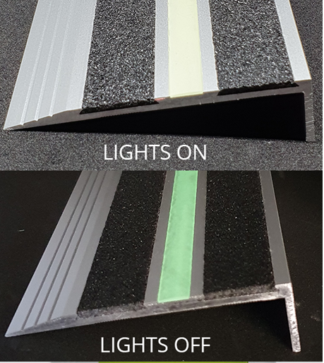 Aluminium Stair Nosing - Carborundum Glow - 1m & 1.5m lengths