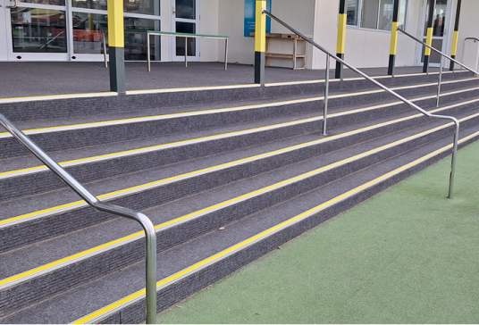 APRIL 2026 - AD60 Safety Yellow Stair Nosing fitted at Tauranga School