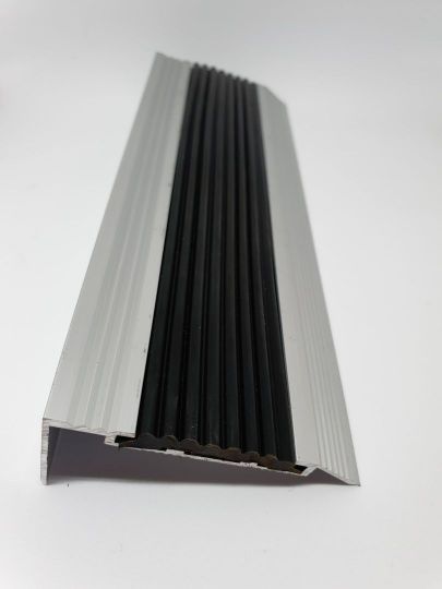 Aluminium Stair Nosing - Safety Black Rubber Insert 3 metre length