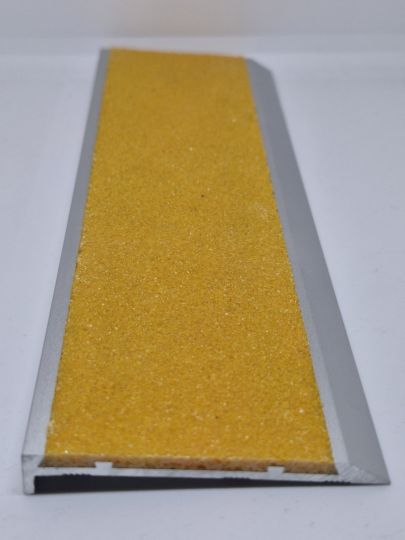 Aluminium Stair Nosing 65mm - Carborundum Solid - SAFETY YELLOW OR BLACK 3 Metre 
