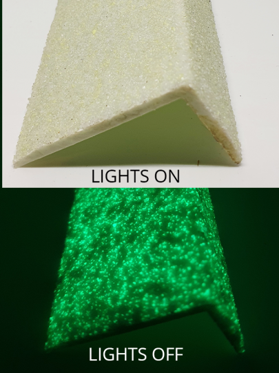 50x30mm MFRP Stair Nosing - Glow in the Dark. 595mm, 1m & 1.5m lengths
