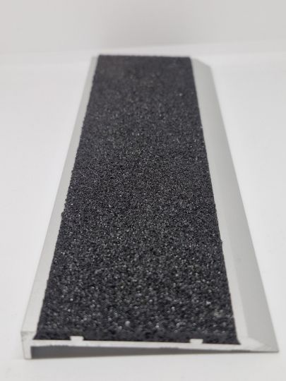 Aluminium Stair Nosing 65mm - Carborundum Solid - SAFETY YELLOW OR BLACK - 595mm, 1m & 1.5m lengths 